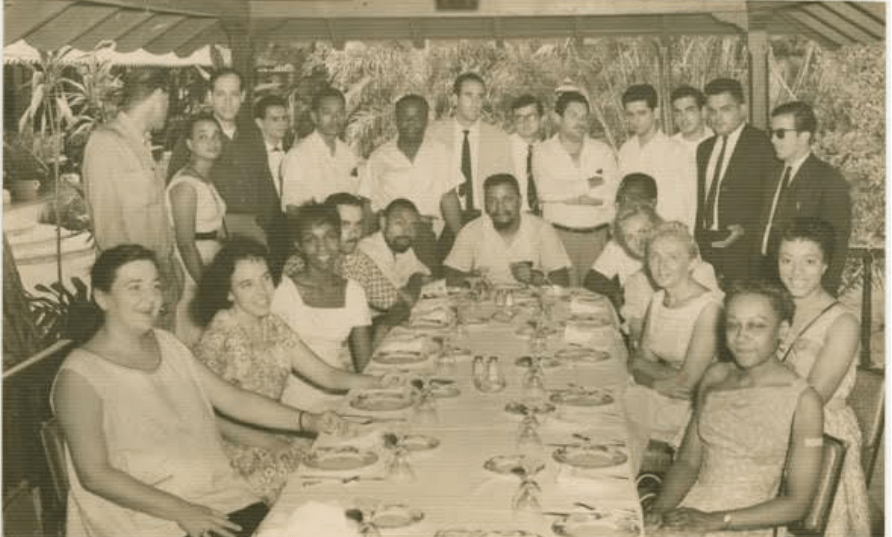 Olga Finlay with a delegation including LeRoi Jones, later known as Amiri Baraka, and other American writers.